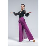 MT363Ladies Waltz V-Neck Sheer Long Sleeve Top